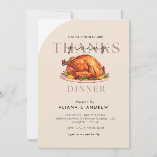 Einfaches, modernes Erntedank Einladung (Vorderseite)