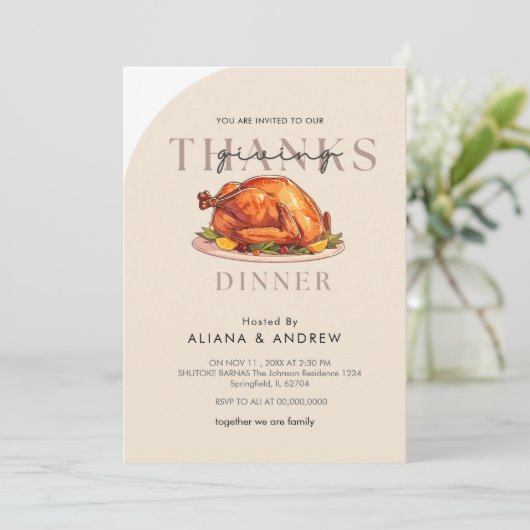 Einfaches, modernes Erntedank Einladung (Stehend Vorderseite)