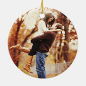 Einfaches Modernes Erstes Verheiratetes Foto Keramik Ornament (Hinten)