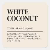 Einfaches, modernes Etikett für Kerzen Quadratischer Aufkleber (Vorderseite)