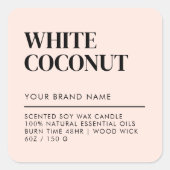 Einfaches, modernes Etikett für Kerzen Quadratischer Aufkleber (Vorderseite)