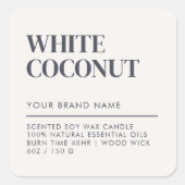 Einfaches, modernes Etikett für Kerzen Quadratischer Aufkleber (Vorderseite)