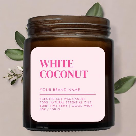 Einfaches, modernes Etikett für Kerzen Quadratischer Aufkleber