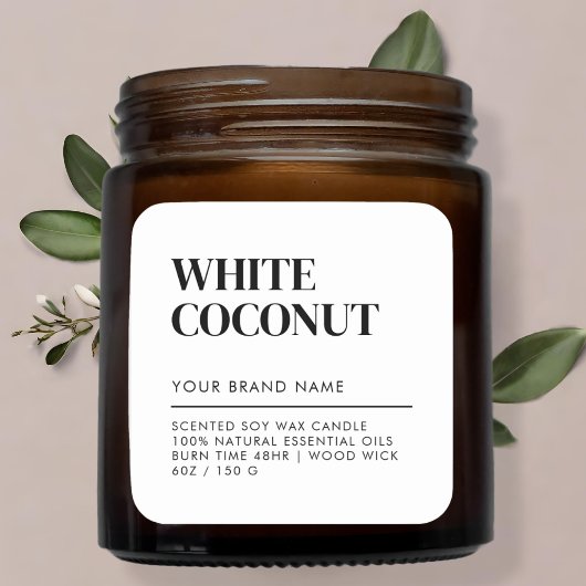 Einfaches, modernes Etikett für Kerzen Quadratischer Aufkleber