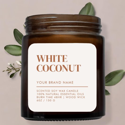 Einfaches, modernes Etikett für Kerzen Quadratischer Aufkleber