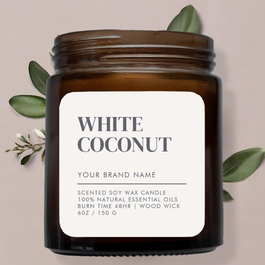 Einfaches, modernes Etikett für Kerzen Quadratischer Aufkleber