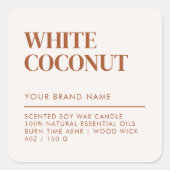 Einfaches, modernes Etikett für Kerzen Quadratischer Aufkleber (Vorderseite)