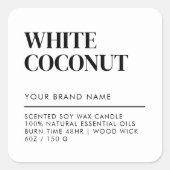 Einfaches, modernes Etikett für Kerzen Quadratischer Aufkleber (Vorderseite)