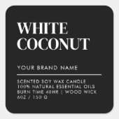 Einfaches, modernes Etikett für Kerzen Quadratischer Aufkleber (Vorderseite)