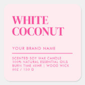 Einfaches, modernes Etikett für Kerzen Quadratischer Aufkleber (Vorderseite)