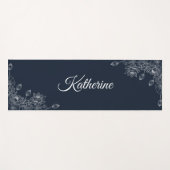 Einfaches modernes florales Skript Name Navy Blau Yogamatte (Vorderseite (Horizontal))