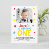 Einfaches modernes Foto 1. Geburtstag Einladung (Stehend Vorderseite)