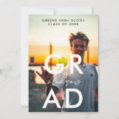 Einfaches, modernes Foto aus schwarzem Abschluss Ankündigung (Vorderseite)