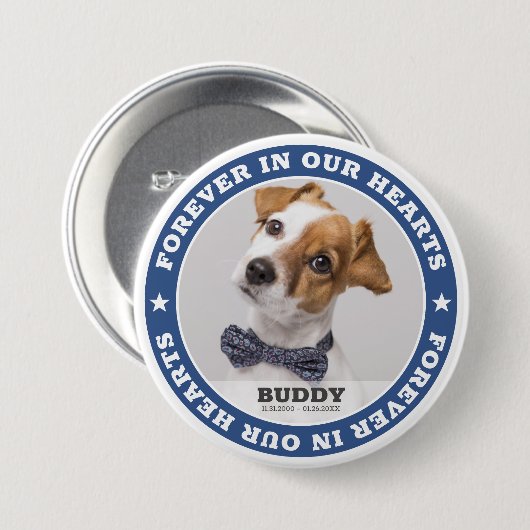 Einfaches, modernes Foto-Beileid Button (Vorne & Hinten)