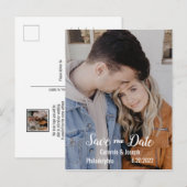 Einfaches modernes Foto BW Text Wedding Save the D Ankündigungspostkarte (Vorne/Hinten)