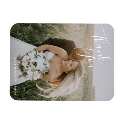 Einfaches modernes Foto Elegante Hochzeit Magnet (Horizontal)