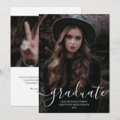 Einfaches Modernes Foto Eleganter Script Abschluss Ankündigung (Vorne/Hinten)