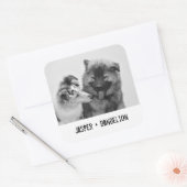 Einfaches, modernes Foto für Haustiere oder Person Quadratischer Aufkleber (Umschlag)