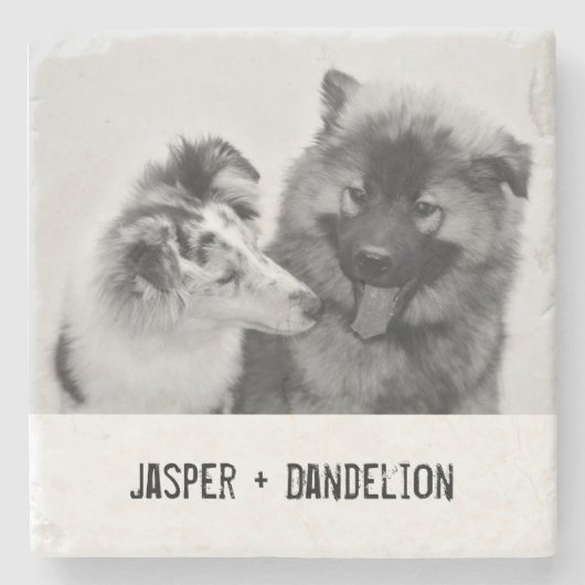 Einfaches, modernes Foto für Haustiere oder Person Steinuntersetzer (Vorderseite)