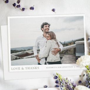 Einfaches, modernes Foto für Hochzeiten Dankeskarte