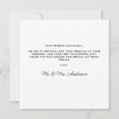 Einfaches, modernes Foto für Personalisierte Hochz Dankeskarte (Rückseite)