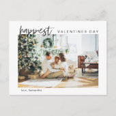 Einfaches modernes Foto | Happy Valentines Postkarte (Vorderseite)