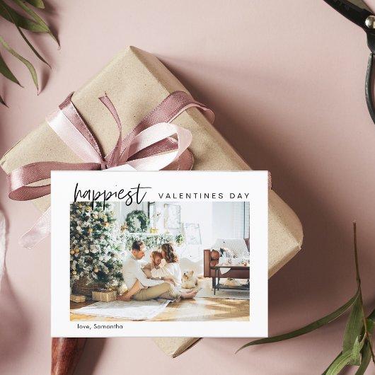 Einfaches modernes Foto | Happy Valentines Postkarte