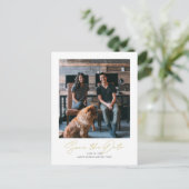 Einfaches modernes Foto Hochzeit rettet das Datum Ankündigungspostkarte (Stehend Vorderseite)