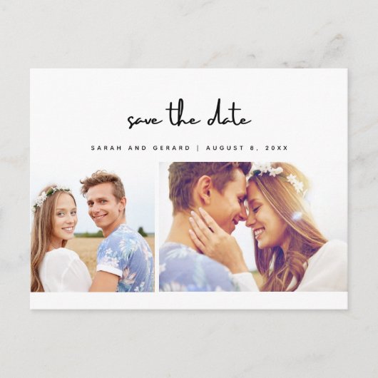 Einfaches modernes Foto Hochzeit rettet das Datum Ankündigungspostkarte (Vorderseite)
