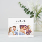 Einfaches modernes Foto Hochzeit rettet das Datum Ankündigungspostkarte (Stehend Vorderseite)