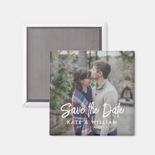 Einfaches modernes Foto Hochzeit rettet das Datum Magnet (Vorderseite/Rückseite)