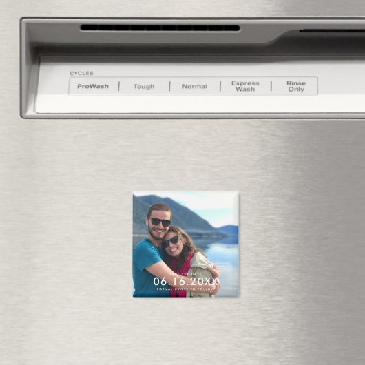 Einfaches modernes Foto Hochzeit rettet das Datum Magnet (In Situ (Geschirrspüler))