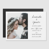 Einfaches modernes Foto Hochzeit rettet das Datum Magneteinladung (Vorne/Hinten)