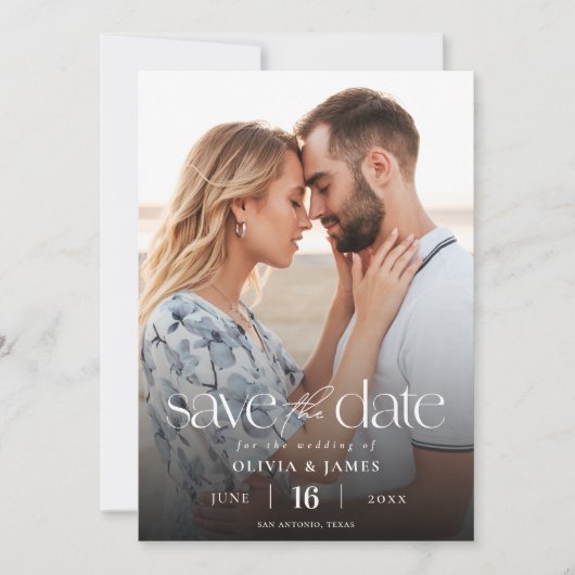 Einfaches modernes Foto Hochzeit rettet das Datum Save The Date (Vorderseite)