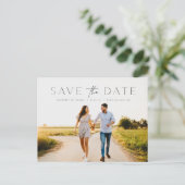 Einfaches modernes Foto Hochzeit Sichern Sie das D Postkarte (Stehend Vorderseite)