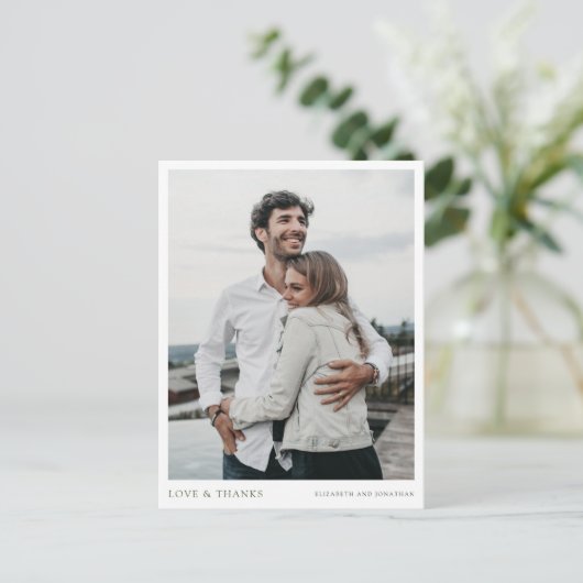 Einfaches, modernes Foto Hochzeit Vielen Dank Postkarte (Stehend Vorderseite)