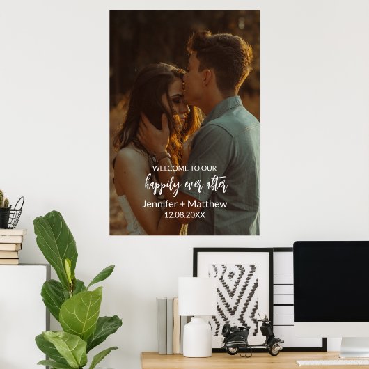 Einfaches, modernes Foto Hochzeitswillkommen Poste Poster (Heimbüro)