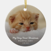 Einfaches modernes Foto Kitten Cat First Christmas Keramik Ornament (Vorne)