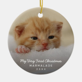 Einfaches modernes Foto Kitten Cat First Christmas Keramik Ornament