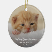 Einfaches modernes Foto Kitten Cat First Christmas Keramik Ornament (Links)