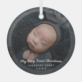 Einfaches modernes Foto Mein erstes Weihnachtskind Ornament Aus Glas