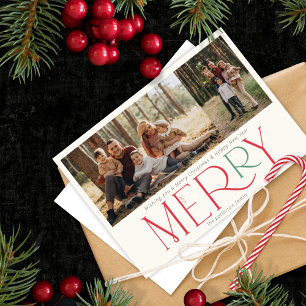 Einfaches modernes Foto Merry Red Green Feiertagskarte