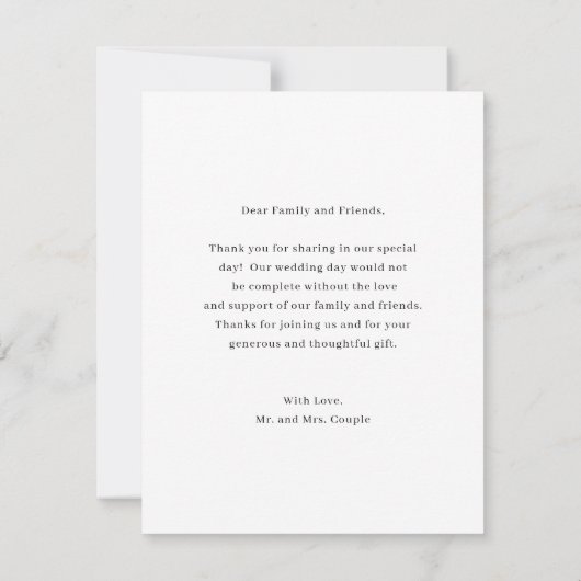 Einfaches modernes Foto Minimalistisch Hochzeit Dankeskarte (Rückseite)