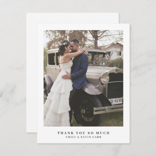 Einfaches modernes Foto Minimalistisch Hochzeit Dankeskarte (Vorne/Hinten)