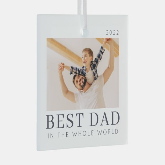 Einfaches, modernes Foto mit individueller Note Ornament Aus Glas (Vorderseite Rechts)