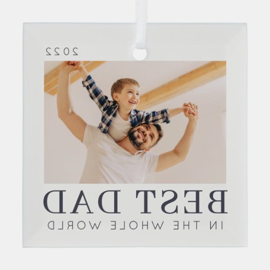 Einfaches, modernes Foto mit individueller Note Ornament Aus Glas (Rückseite)