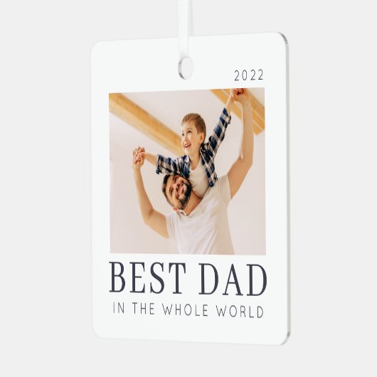 Einfaches, modernes Foto mit individueller Note Ornament Aus Metall (Vorderseite links)