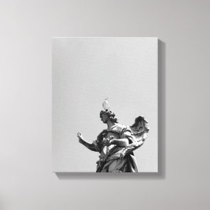 Einfaches, modernes Foto mit Möwen auf der Statue Leinwanddruck