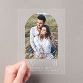 Einfaches, modernes Foto mit weißem Save the Date Acryleinladungen (Insitu (Handheld))