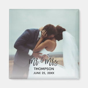 Einfaches, modernes Foto nach Maß hochgeheiratet Magnet